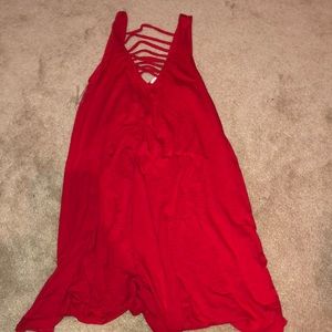 Red flowy dress